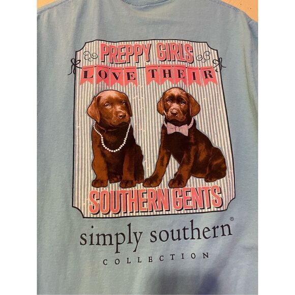 Simply Southern Tshirt M Preppy GirlsLove Their Southern Gents 2 Chocolate Lab P - Picture 6 of 6